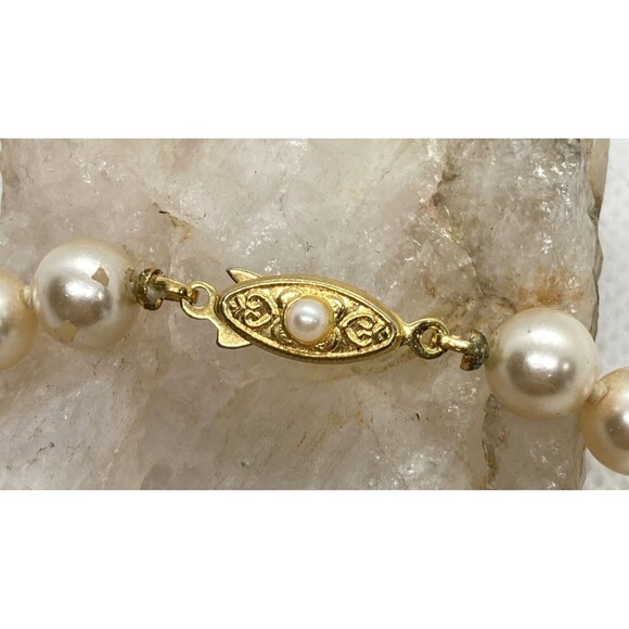 Vintage Japan Faux Pearl Knotted Beaded Single Strand 19'' Necklace Fish Hook - Picture 5 of 10